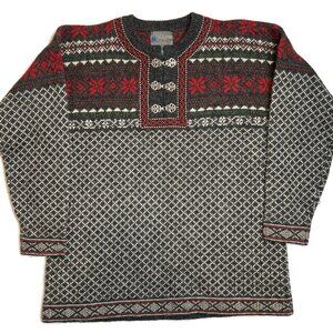 Squaw Valley Fair Isle Nordic Wool Sweater Metal Clasp Cardigan Womens Medium PM